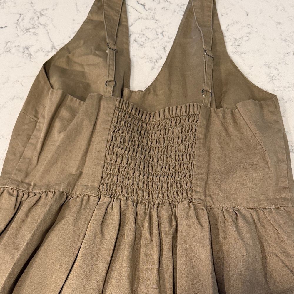 Women's olive Khaki Sleeveless V-Neck Midi Dress by pact Size M - Picture 3 of 4
